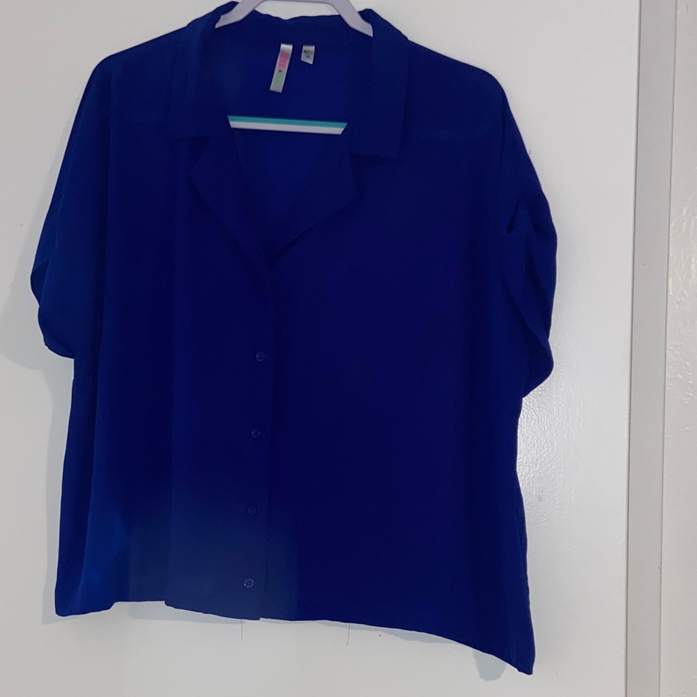 PINK + Lime Deep Blue Button-Down Shirt